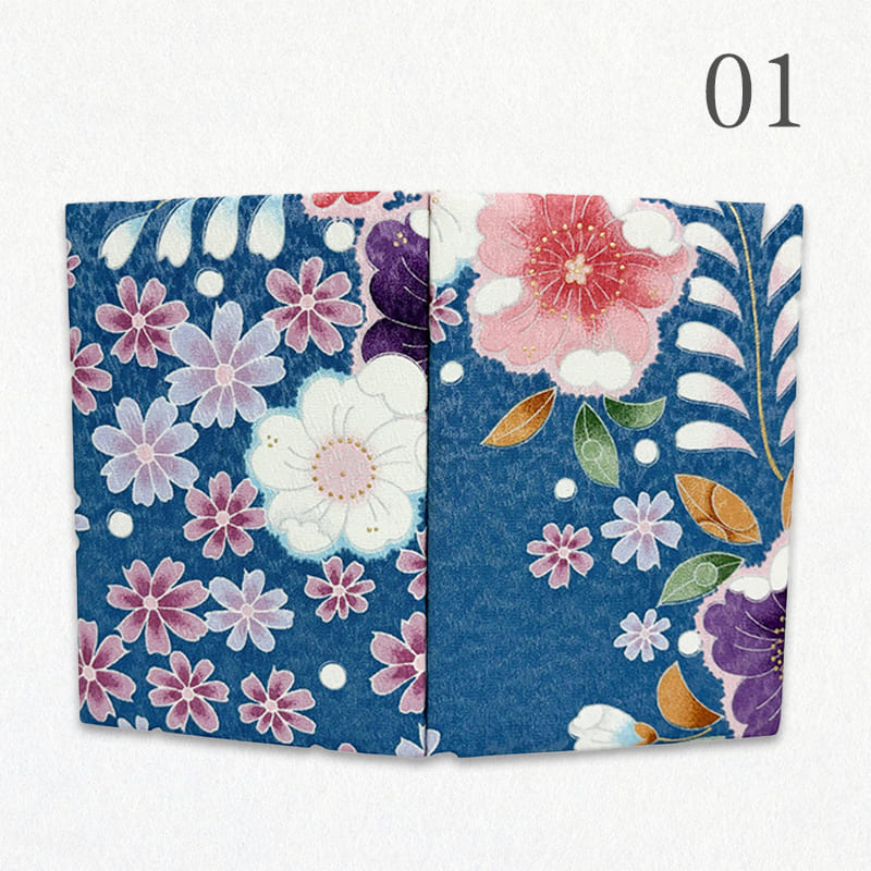 御朱印帳 金彩友禅 花田地に桜 (藍色)