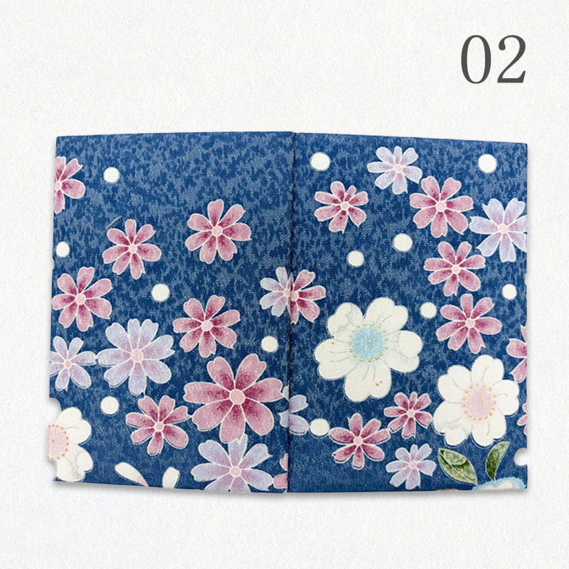 御朱印帳 金彩友禅 花田地に桜 (藍色)