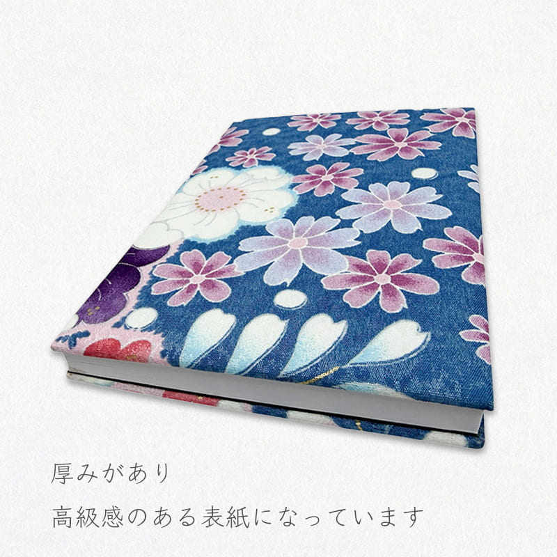 御朱印帳 金彩友禅 花田地に桜 (藍色)