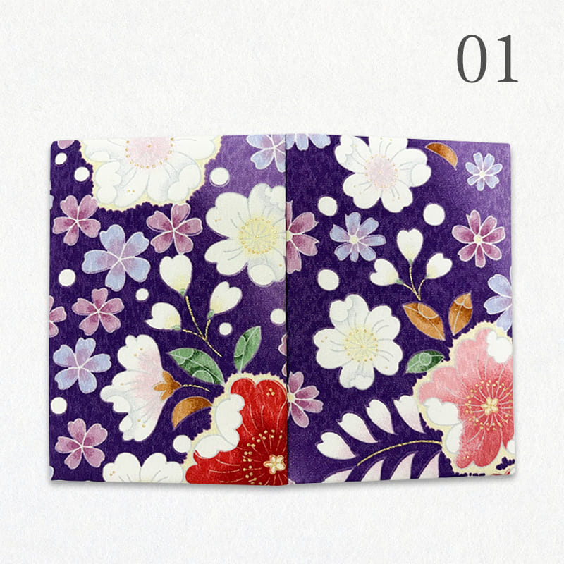 御朱印帳 金彩友禅 花田地に桜 (紫)
