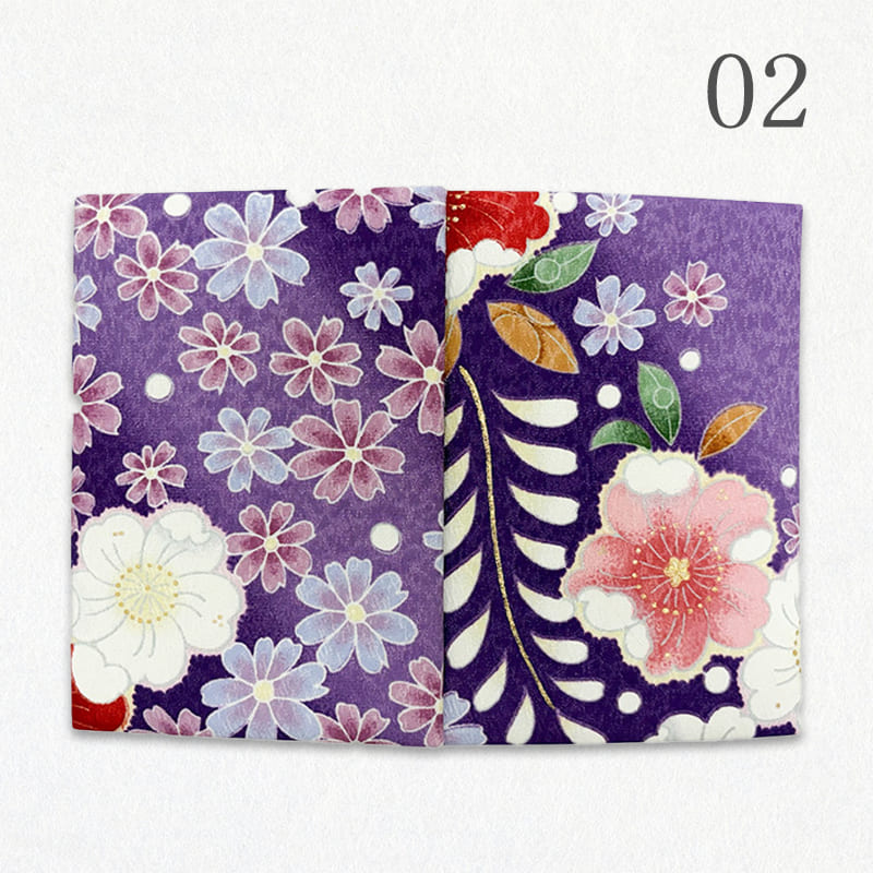 御朱印帳 金彩友禅 花田地に桜 (紫)