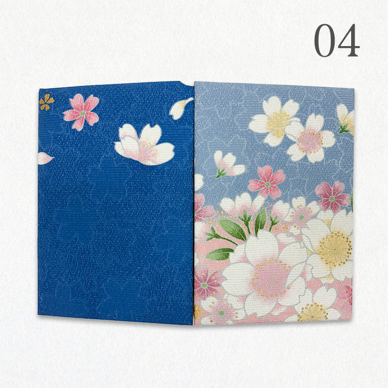 御朱印帳 金彩友禅 山霞に花(青系)